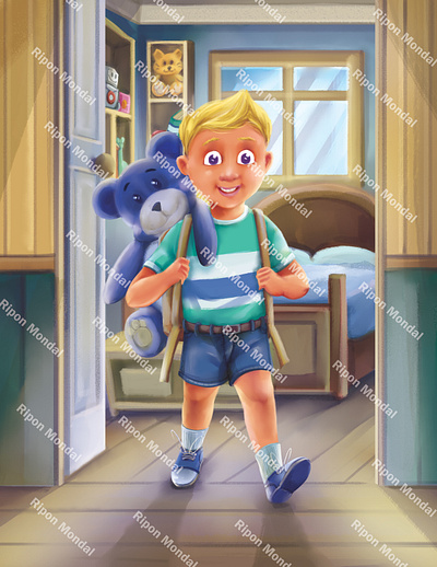 THE BLUE TEDDY BEAR (Full Book Illustration) book cover design book design book illustrations child book design children book illustration digital art digital paiting illustration kids book