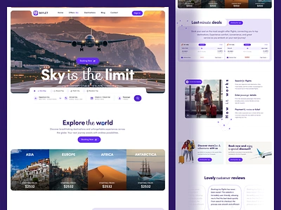 Skylet-Flight Booking website design flight landing page ui ui design ux ux design web web design website