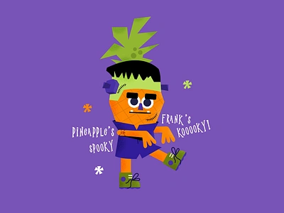 Fruits X Halloween: Spooky Squad! bolts boots design frankenstein fruit graphic design halloween illustration october pineapple series spooky stickers tropical type vector