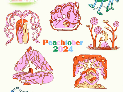 Peachtober Compilation animation character color geometric illustration line