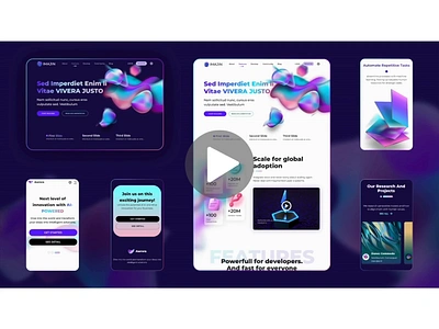 AI Technology Website 3d ai animation artificial inteligence corporate dark ui digital futuristic illustration landing page machine learning material design motion graphics single page technology ui ux vibrant web design website