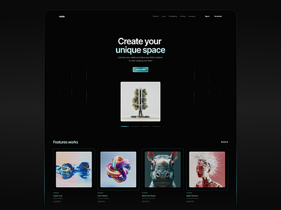 UI Exploration - NFT 🪄 black clean design figma gallery hero page image landing landing page minimal navigation nft pattern ui uiux ux web3