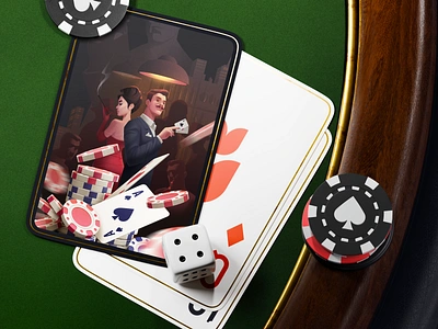 Poker Playing Card Cover Illustration for Mobile Poker App 3d bet betting black jack blackjack card card cover casino deck gambling illustration live casino online casino playing card poker poker app poker game roulette slot game slots