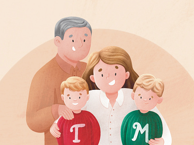 Family Portrait 2d character cute drawing family illustration kids portrait