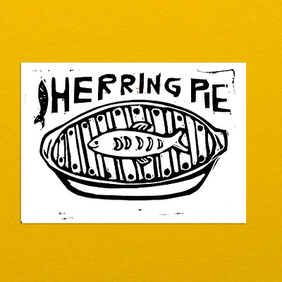 Herring pie linocut cose illustrate food ghibli illustration illustrations ink kiki linocut linocutart linocutprinting print printmaking