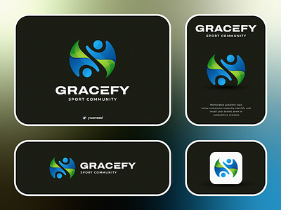 GRACEFY Sport Community abstract logo branding colorfull logo fun grace human logo logo design logo designer logos moden movement people social social logo sport sport logo symbol