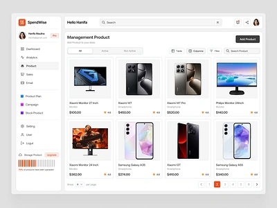 SpendWise - Dashboard E-Commerce List Product Page card clean dashboard data design e commerce listing listing product management product product design product management sales ui ui design uiux ux ux design