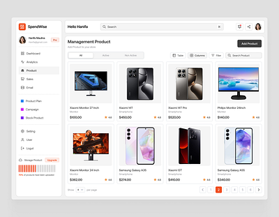 SpendWise - Dashboard E-Commerce List Product Page card clean dashboard data design e commerce listing listing product management product product design product management sales ui ui design uiux ux ux design