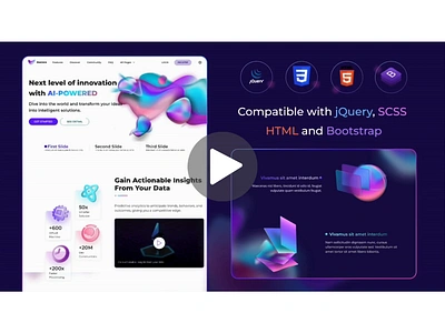 AI Technology Website 3d ai apps art corporate crypto dark mode digital figma future galaxy game gaming hi tech illustration landing page material design technology ui ux