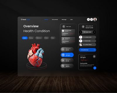 Meditrack - Personal Health Companion Landing Page UI animation health health website landingpage logo meditracker ui ui design uiux webdesign website ui