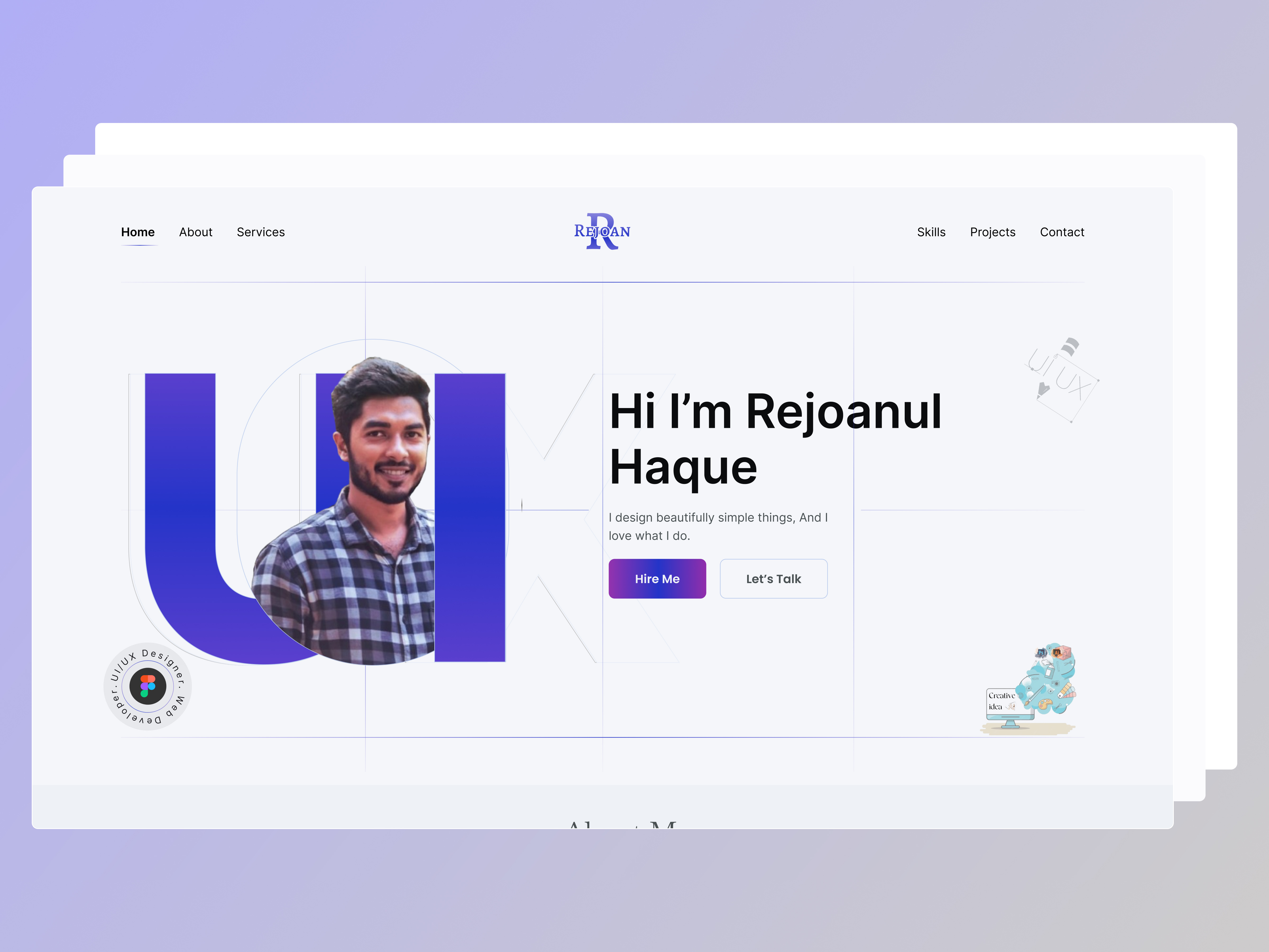 Personal Portfolio Website Design branding figmadesign herosectiondesign landingpage moderndesign personalagency personalportfolio portfoliodesign rejoanrejuuix uiuxportfoilo