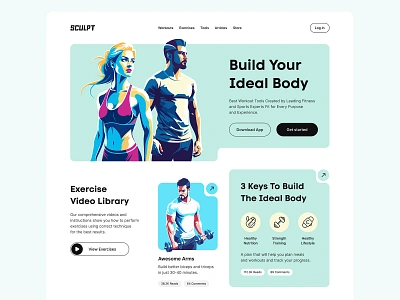 Sculpt clean courses exercize fitness fitness design gym health health fitness home landing landing page minimalist service sport training ui ux webdesign website workout