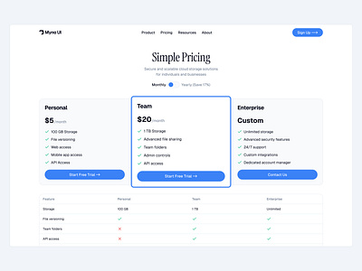 Pricing UI design header landing landing page list minimal pricing saas table ui web design