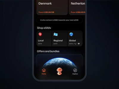 Airalo: Global eSIM Provider AI Concept ai animation concept esim ios motion robot ui
