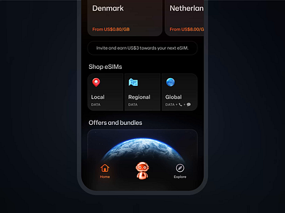 Airalo: Global eSIM Provider AI Concept ai animation concept esim ios motion robot ui