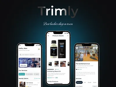 Trimly - Salon Mobile App UI Design barber shop app barber shop ui design salon app salon app ui salon management app ui ui design uiux