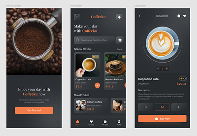 Coffee Shop graphic design mobile app mobile screens ui