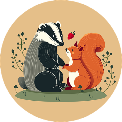 Animals in love, part III adobe illustrator animal animals art badger cute illustration love squirell vector vector art