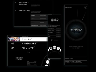 Dark mode website for Hugh Behroozy Creative Director & Execut 3d website aesthetic branding dark mode design e commerce landing page light mode luxury navigational menu design personal website premium product website slider design swiss typography tables design typography ui ux