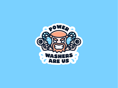 Power Washers Are Us Logo Design branding character face graphic design illustration logo logo design mascot logo pressure washing stickers visual identity water