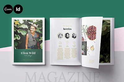 Magazine CANVA, INDD Ellen blogger blogger portfolio brochure brochure template editorial design food book foodblogger green indesign template lookbook lookbook template magazine template multi purpose template multipurpose template portfolio portfolio template recipe book template recipebook recipes wild magazine