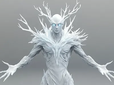 Frozen Tree Spirit 3d 3d modelling blender cgi character design guardian nature r1n7t0xb winter