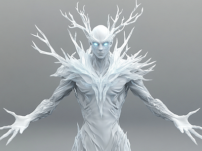 Frozen Tree Spirit 3d 3d modelling 89yt3x2 blender cgi character design guardian nature winter