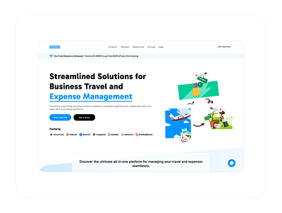 Gined Business Travel and Expense Management Hero Section 🩵✈️ booking travel ui ux vacation website