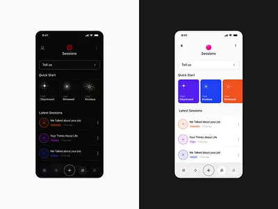 Sessions Dark&Light app dark app light app mobile sessions