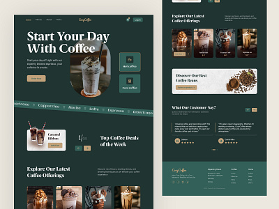 Landing Page Website Design branding coffe coffee coffee shop coffee shop landing page design coffee web design coffee website cold coffee free landing page full landing page design full page graphic design hot coffee landing page landing page design ui uiux design web design webflow design agency website design