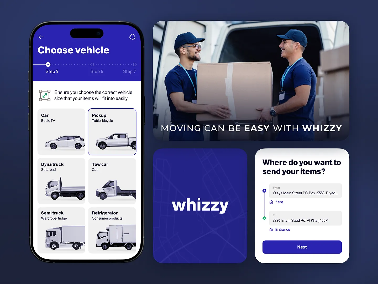 Streamlined Courier Website Design: Whizzy App Features