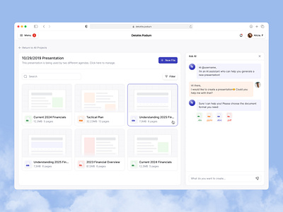 Deloitte.Podium - File Management and Creation ai app dashboard design figma illustration management ui ux