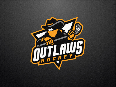 OUTLAWS HOCKEY academy bandit character club design e sports game graphic design hockey hockey logo illustration logo mascot mascot logo outlaws outlaws logo school sports team vector