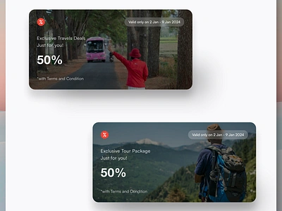 Offer Cards - Travel Website app design booking app clean creative design offer ui