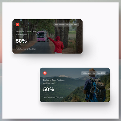 Offer Cards - Travel Website app design booking app clean creative design offer ui