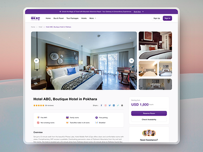 Hotel Detail Page app design booking app clean creative design ui