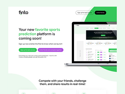 Finto - Sports Prediction App Landing Page branding landing page saas ui