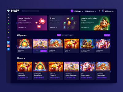 Online casino website creative design gambling games igaming ui