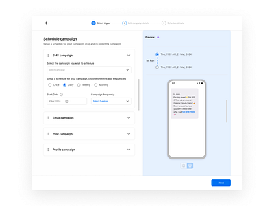 SMS campaign/ Schedule campaign campaign sms campaign ui ui design ux design