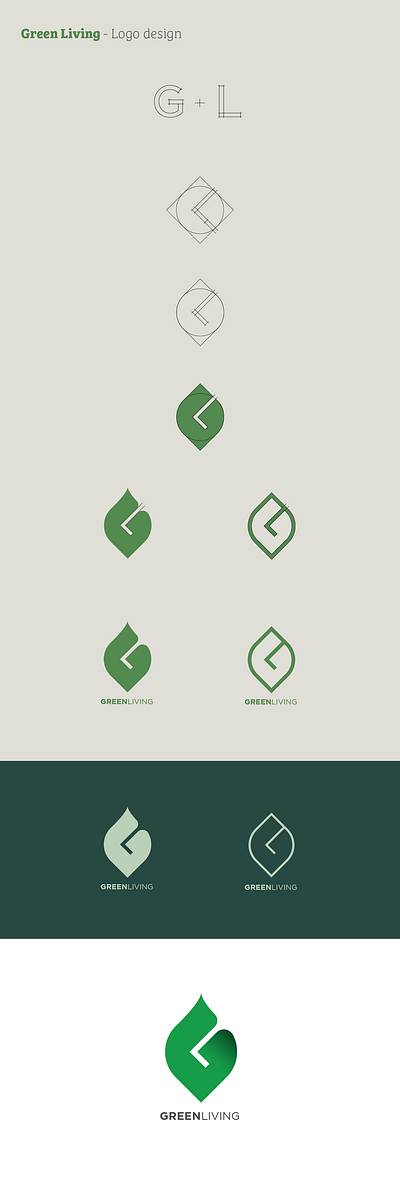 GREEN LIVING - Logo Design branding green identity logo logo design logotype monogram typography