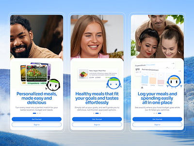 Food Logger Onboarding Screens ai assistant ai intergrated doctors food health logging mobile app onboarding sign in sign up tracking