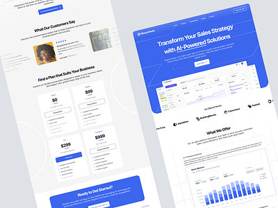 AI Sales Platform - Landing Page Exploration ai design landing page minimalist project sales ui ux website design