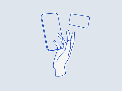 At your fingertips abstract aesthetic art blue clean concept creative design device digital futuristic hand innovation lineart minimalism modern outline technology