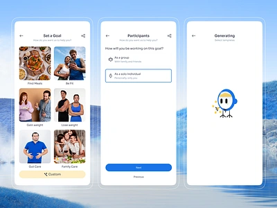 Food Logger - Meal and Health AI Goal Assistant for Solo & Group ai integration food graphic design group health leveling mascot meals mobile design recipe solo ui