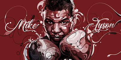 Mike Tyson abstract artstyle boxing colorful curve illustration inspirational legendary mike tyson portrait red splash sport sportplayer unique vector