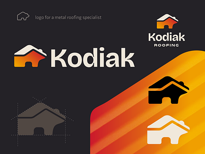 Visual Identity Design - Kodiak Roofing animal bear branding brandmark builder construction grizzly grizzly bear icon design identity design illustration kodiak logo logodesign logos minimalist real estate roof roofing vector