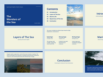 The Wonders of the Sea blue ocean powerpoint presentation sea