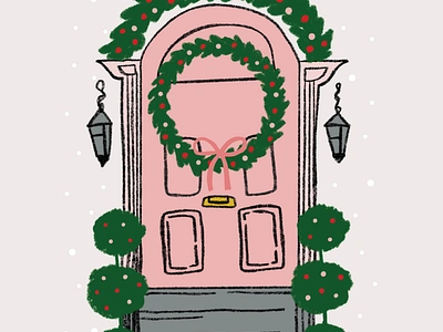 Holiday Home Sweet Home Illustration bows brand design branding branding inspo christmas art christmas tree door front door graphic design holiday art holiday decoration holiday illustration illustration illustration inspo logo design snowfall welcome mat wreaths