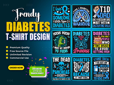 Diabetes T-Shirt Design Bundle diabetes t shirts design in 2024