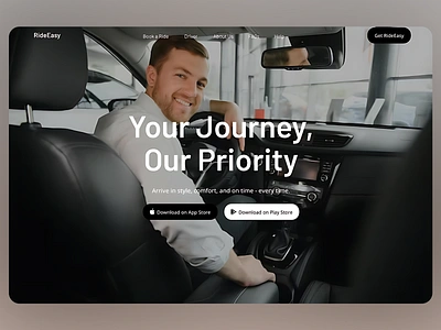 RideEasy - Ride Sharing Mobile App app application branding car company design designer fintech graphic design journey landing page logo minimalist mobility platform poster ride service ui website